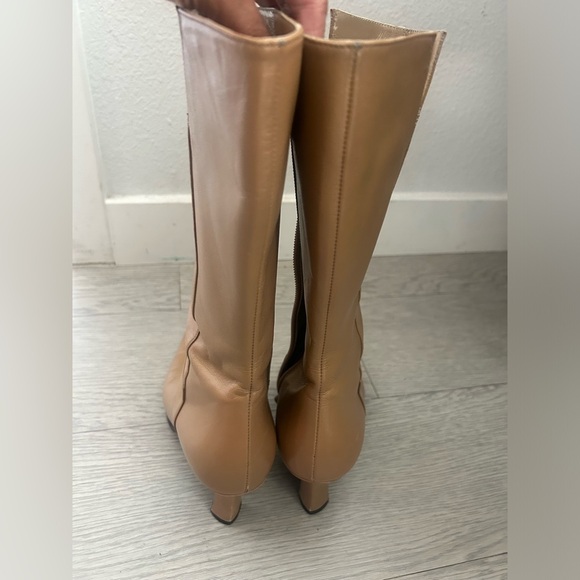 Stuart Weitzman Pointed Leather Knee Boots Camel Size 8 - Picture 7 of 9